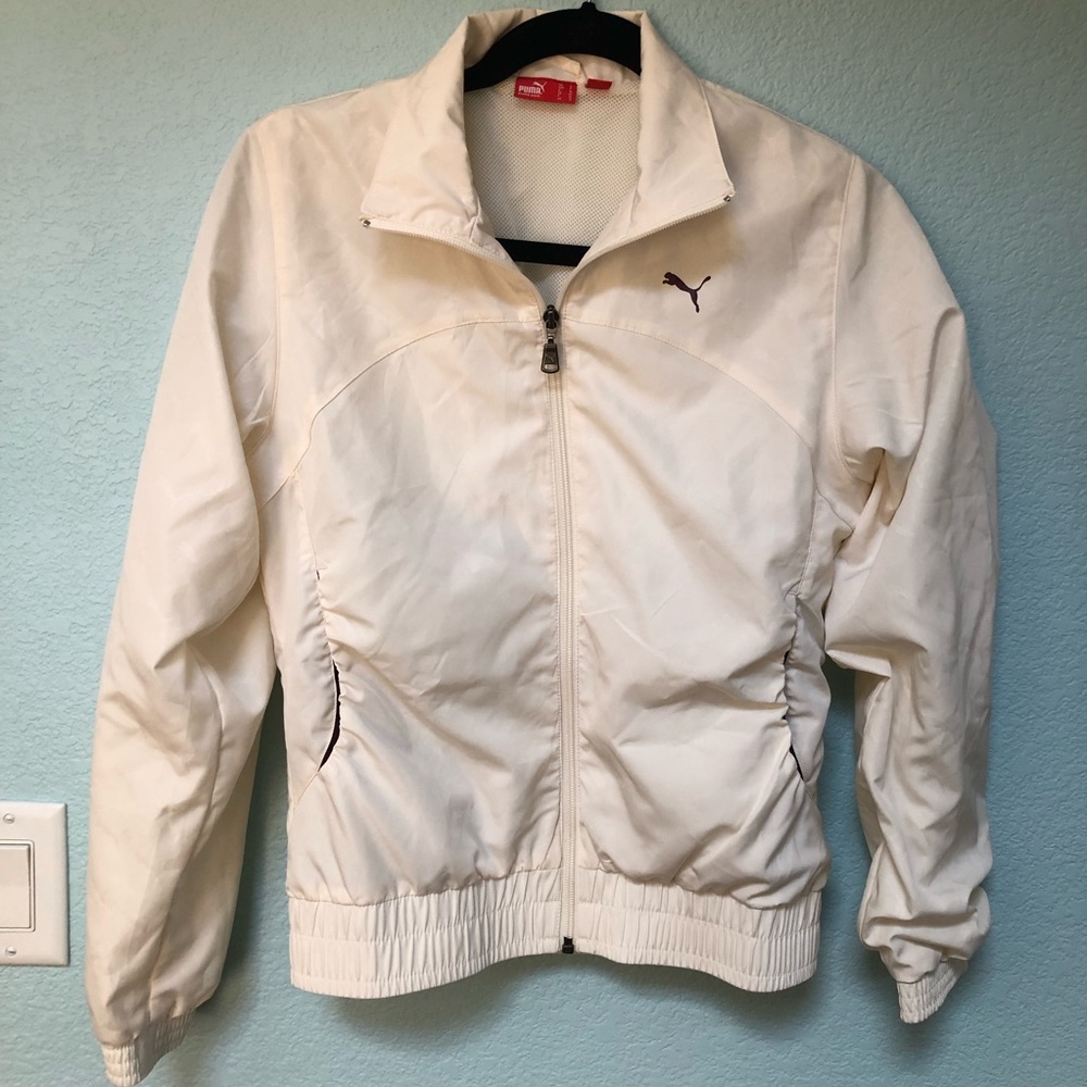 Puma Ivory/Cream Colored Zippered Track Jacket